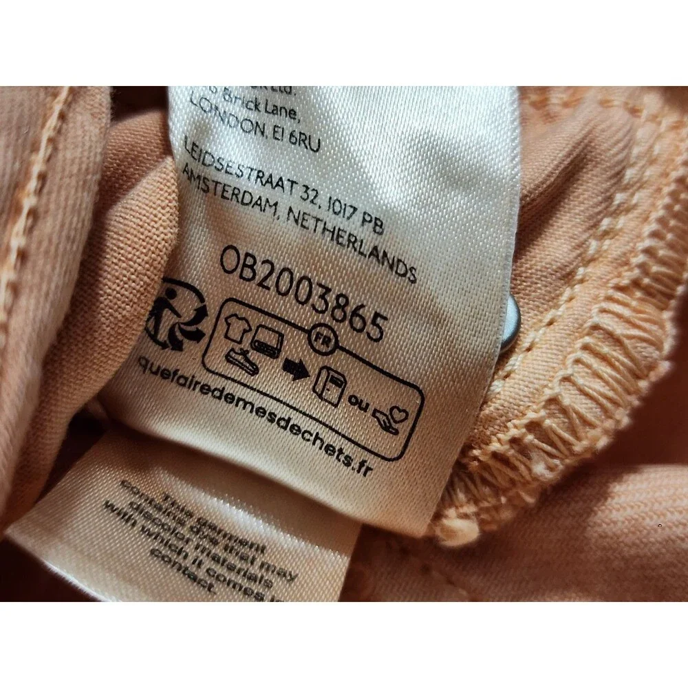 Anthropologie Pilcro Pleated Denim Mini Skirt Orange Fray Hem Button Fly Sz 10